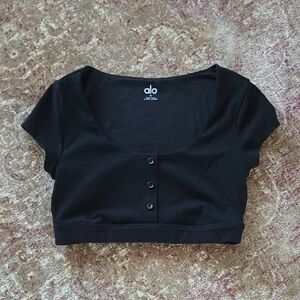 Alo Blissful Henley Bra Top